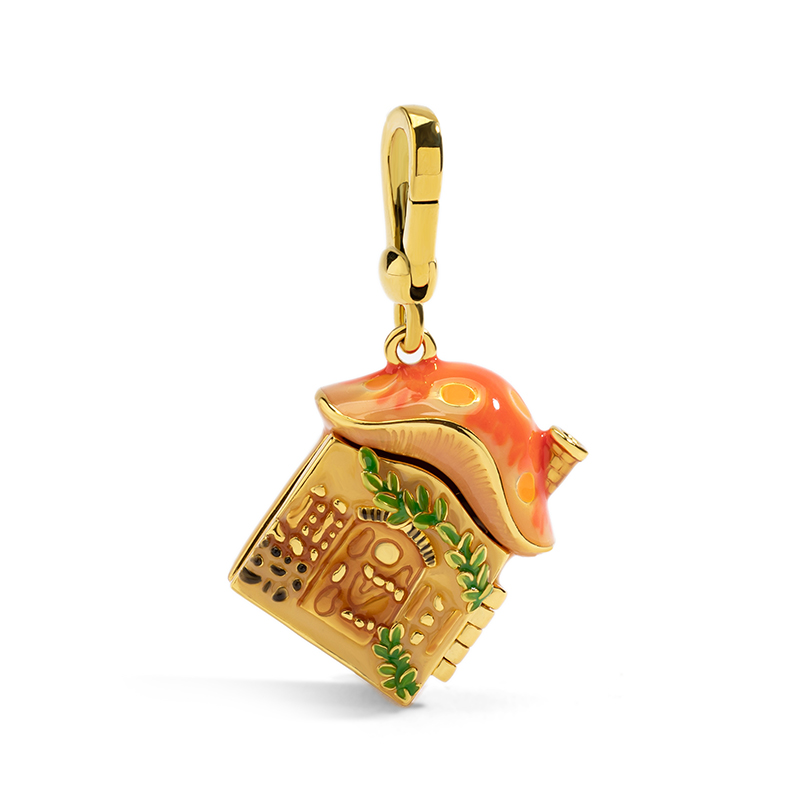 Enamel Mushroom House & Bunny Pendant - Quaint Palace