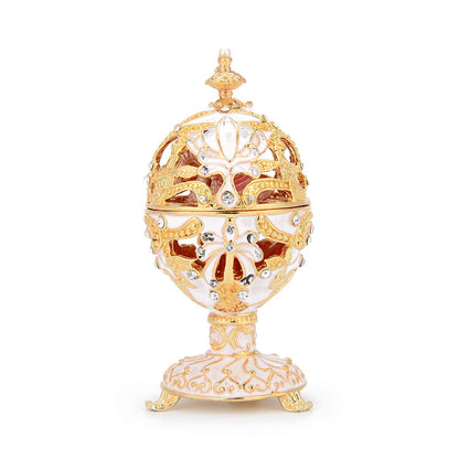 Fabergé-Style Enamel Easter Egg with Mini Swan - Quaint Palace