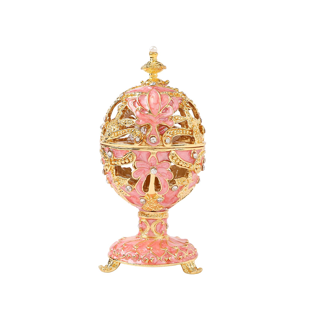 Fabergé-Style Enamel Easter Egg with Mini Swan - Quaint Palace